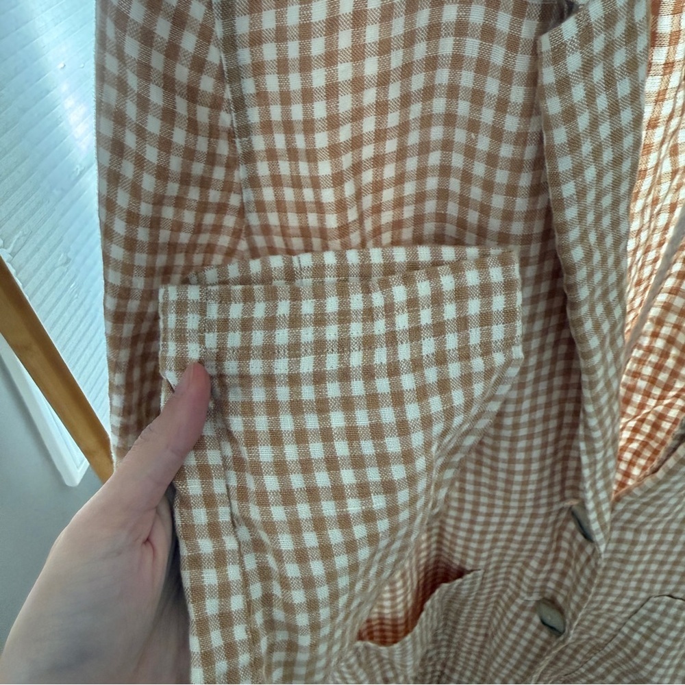 Madewell linen Dorset Blazer in Gingham check - Picture 3 of 9